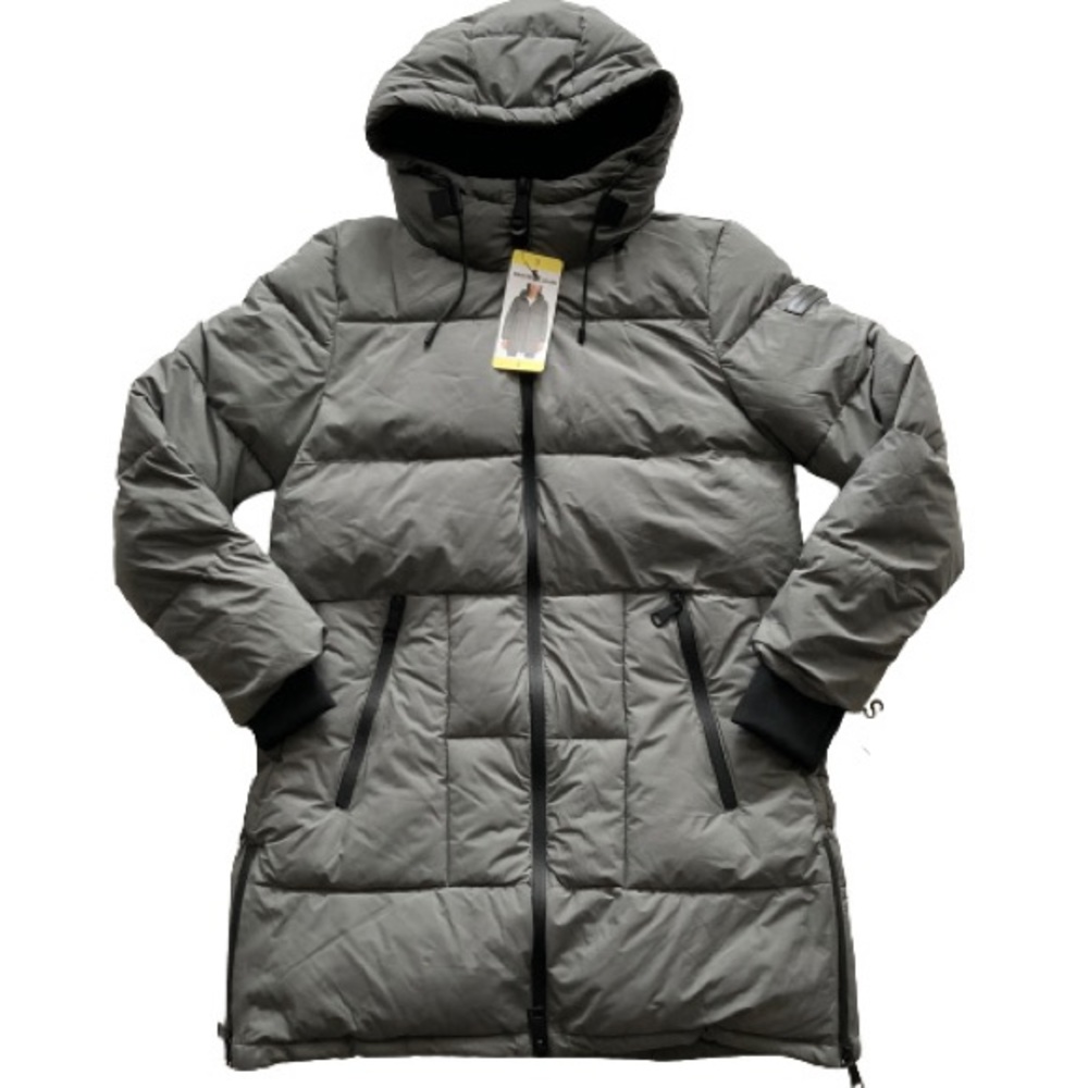 DKNY Womens Hooded Parka Puffer Jacket Small Grey NWT